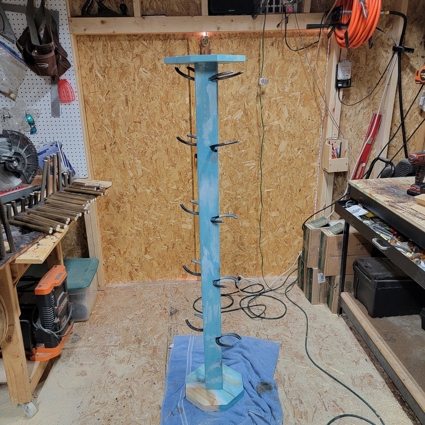 8 Pair Cowboy Boot Tree Rack | Vertical Western Boot Organizer | Rustic Wooden Boot Storage Stand | Mudroom & Entryway Decor | Handcrafted in USA