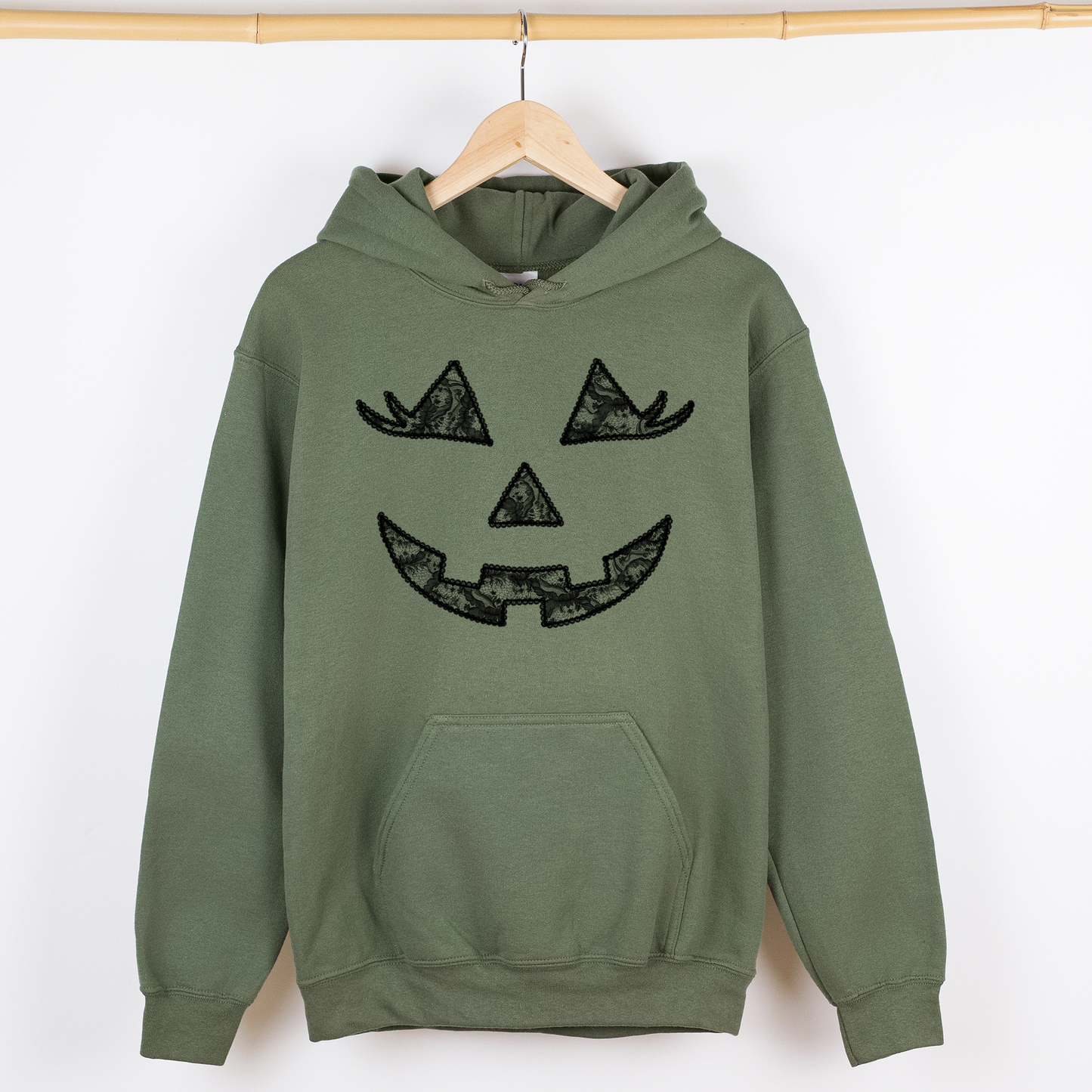 Jack-o-Lantern, Coquette, Faux Lace, Halloween, Graphic Hoodie, Hooded Sweatshirt