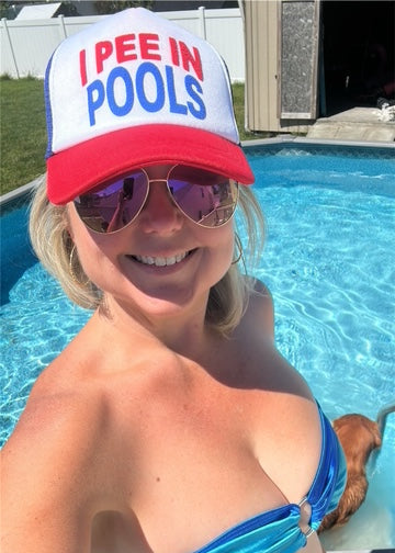 Trucker Hat - I Pee In Pools - Blue/Red
