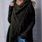 Fringe Long Sleeve Wrap Cardigan Button Fasten