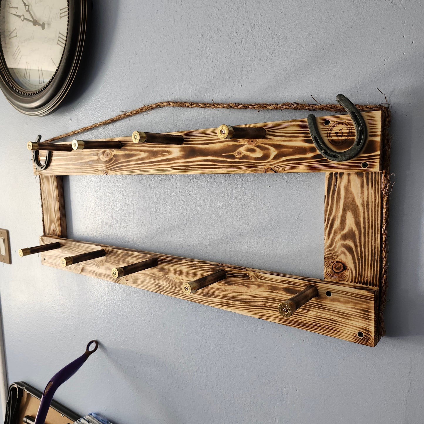 9 Coat Rack | Rustic Western Display | Handcrafted Wooden Organizer | Space-Saving Home Decor | Made in USA