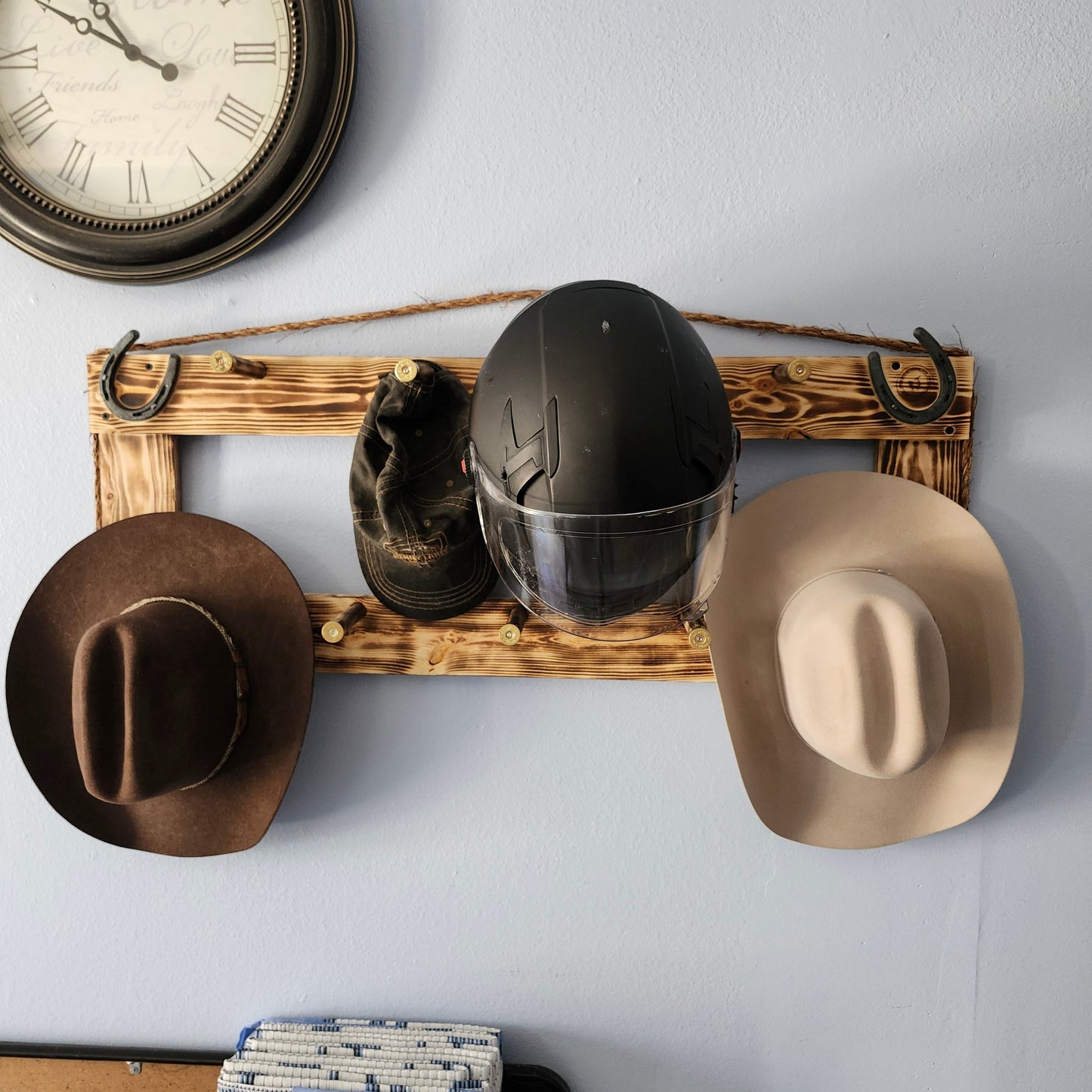 9 Coat Rack | Rustic Western Display | Handcrafted Wooden Organizer | Space-Saving Home Decor | Made in USA
