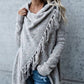 Fringe Long Sleeve Wrap Cardigan Button Fasten