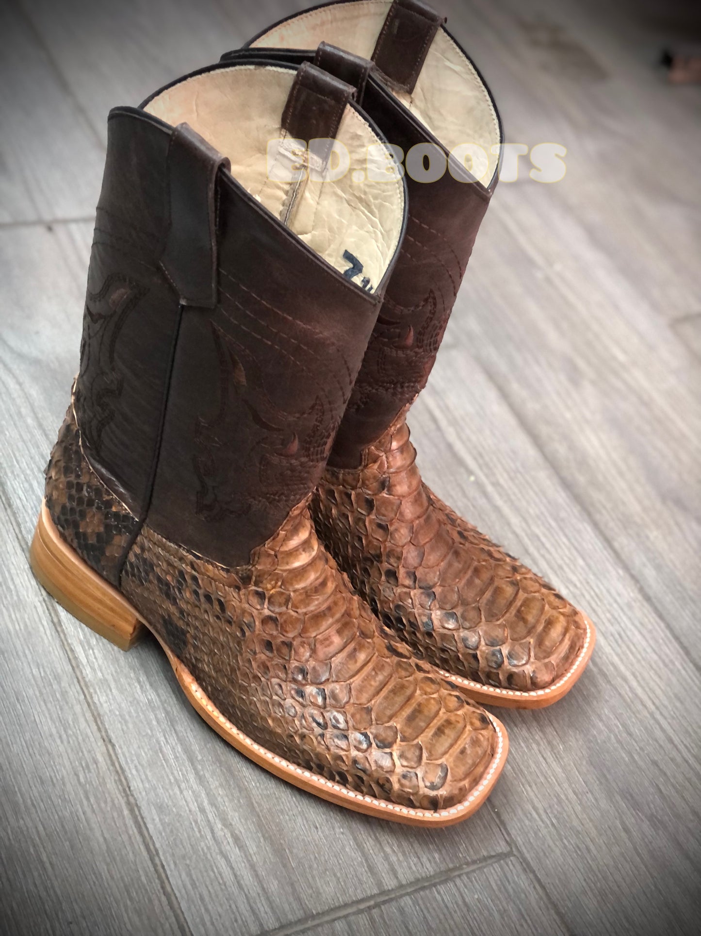 Men’s Brown python boots by ED.boots