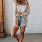 Khaki Mix Pattern Hollow Knit Open Front Cardigan