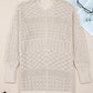 Khaki Mix Pattern Hollow Knit Open Front Cardigan