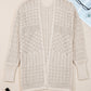 Khaki Mix Pattern Hollow Knit Open Front Cardigan