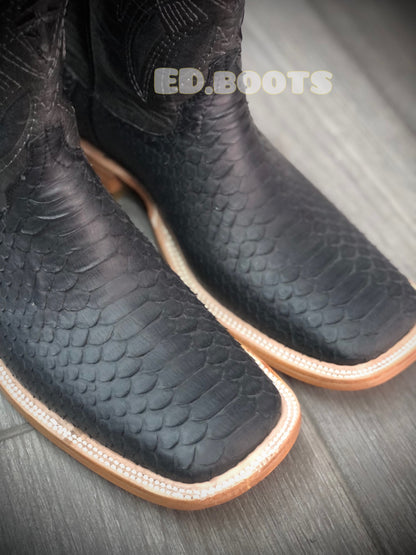 Men’s mate black python boots by EDboots