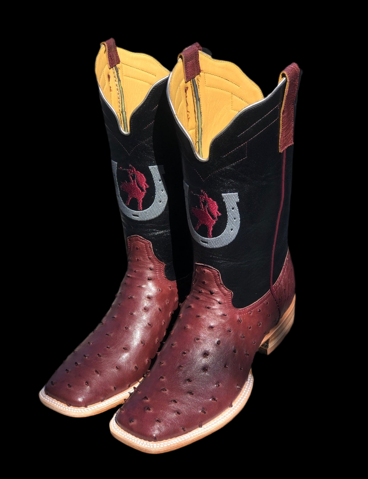 Burgundy ostrich Boltsboots signature