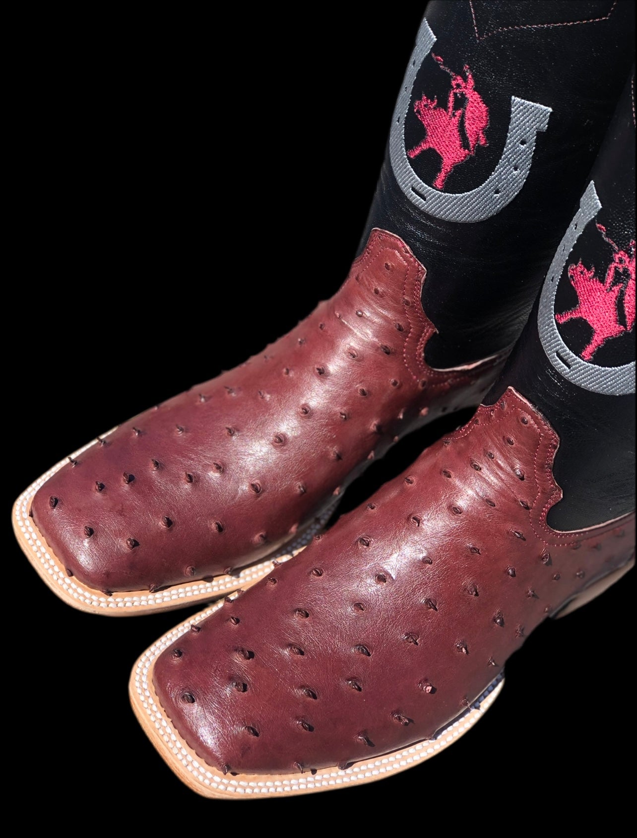 Burgundy ostrich Boltsboots signature