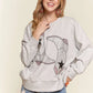 ADORA Rhinestone Accent Casual Sweatshirt in Grey