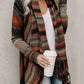 Fringe Long Sleeve Wrap Cardigan Button Fasten