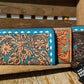 Western wallet zipper closure tooled floral leather turquoise details by Double B Wild Rags