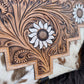 Genuine Western Cowhide Leather Purse and Clutch with white floral painted details a Double B Wild Rags Exclusive