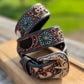 Genuine Leather Western Belt with cutout floral details by Double B Wild Rags