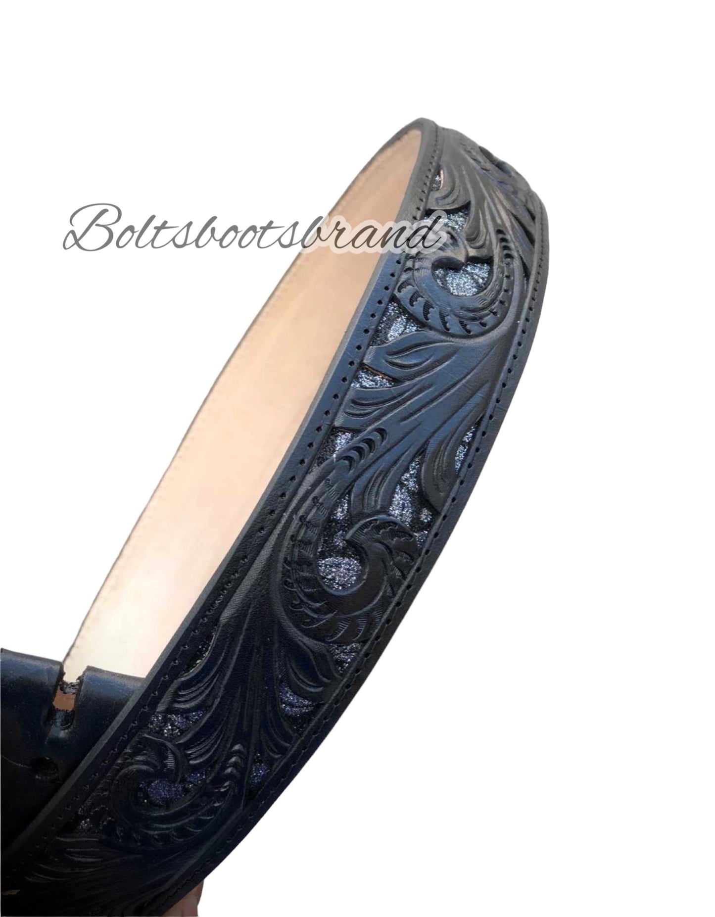 Bad bxtch blackout handtooled belt by Boltsbootsbrand