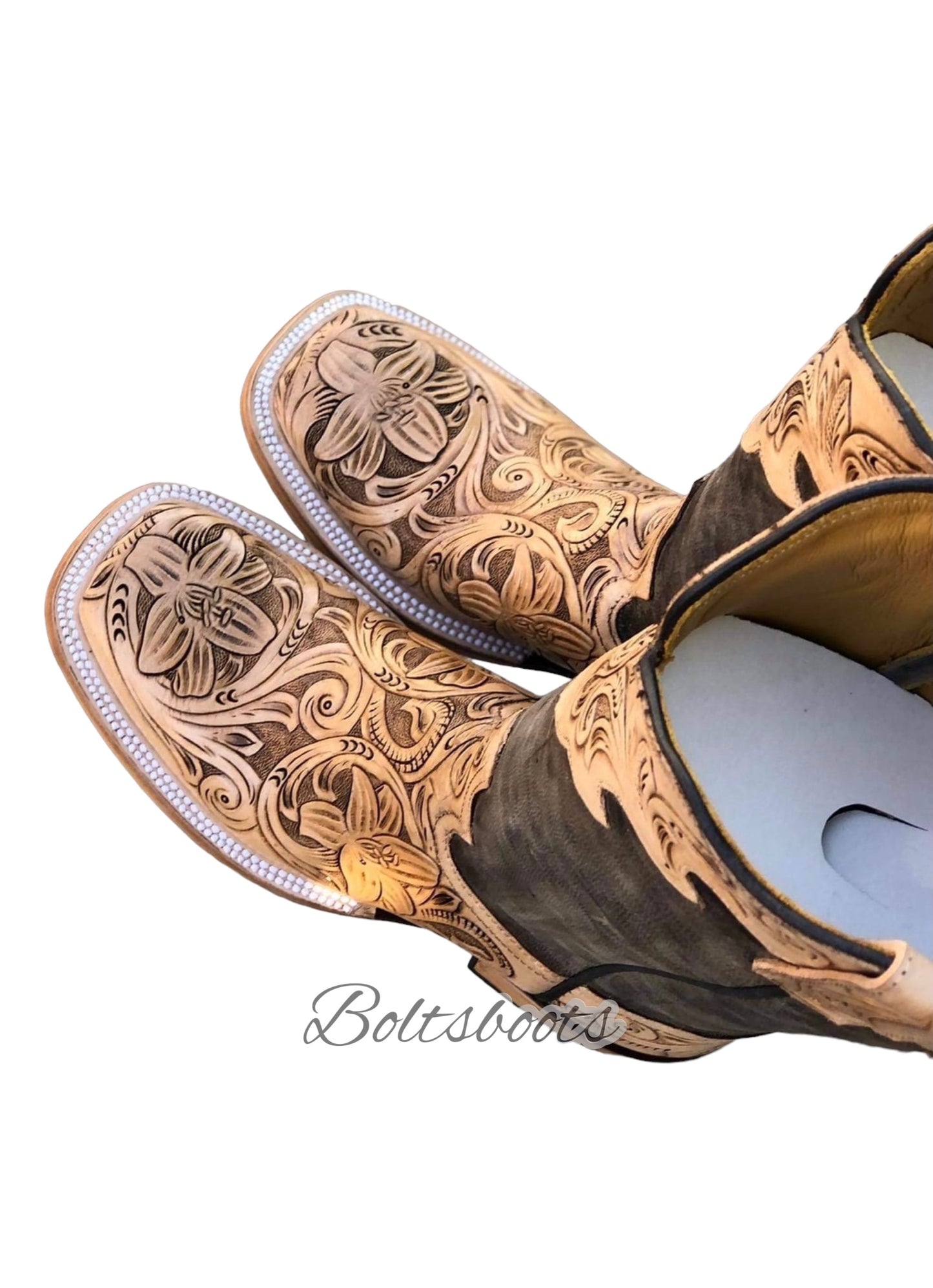 Lilies natural handtooled (( Boltsboots signature))