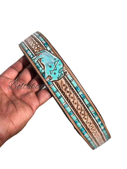 Buffalo B handtooled belt by Boltsbootsbrand