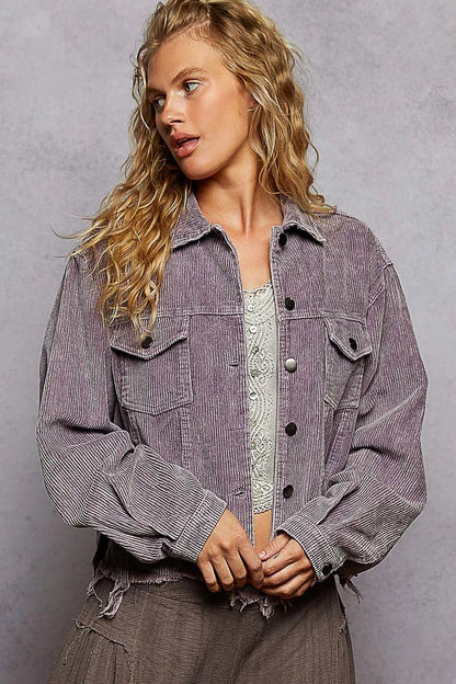 Button Down Corduroy Trucker Jacket