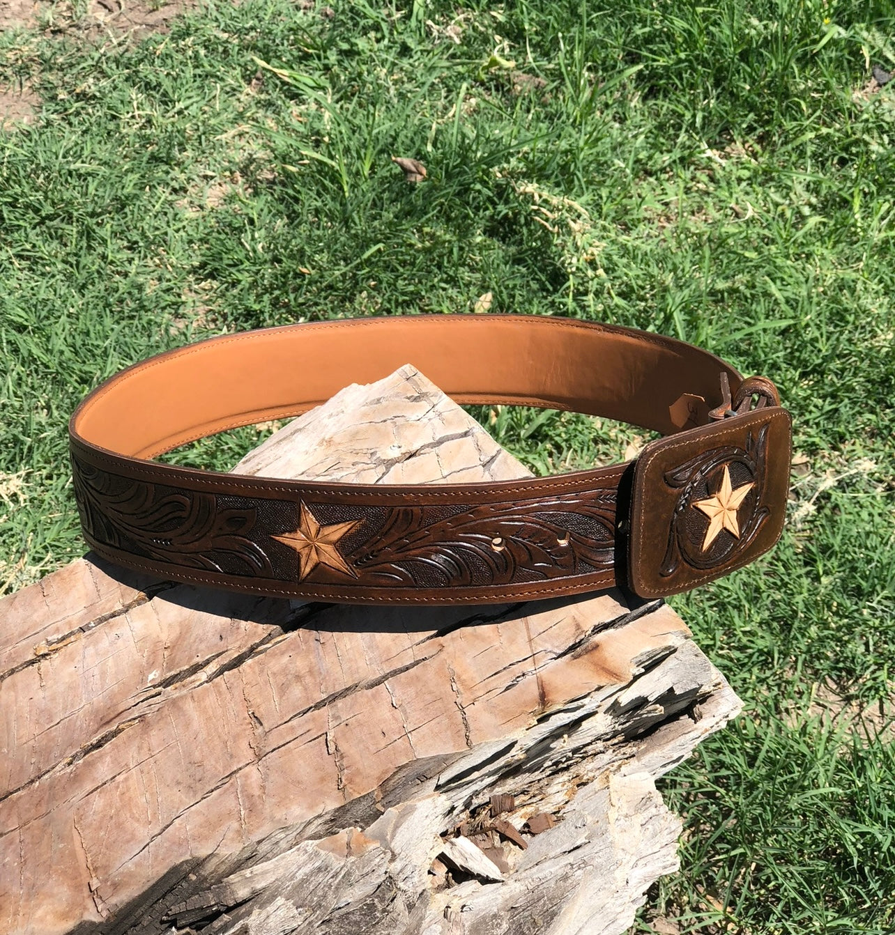 Texas lone star handtooled belt